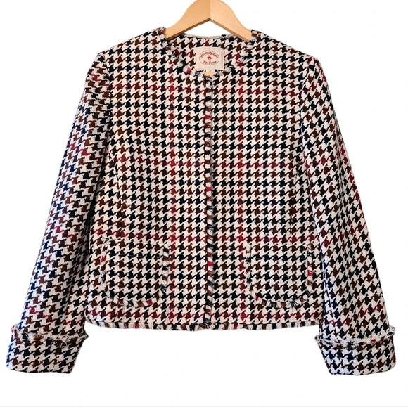 Brooks Brothers Jackets & Blazers - Brooks Brothers Red Fleece Tweed Houndstooth Wool Blended Women's Jacket Size 12